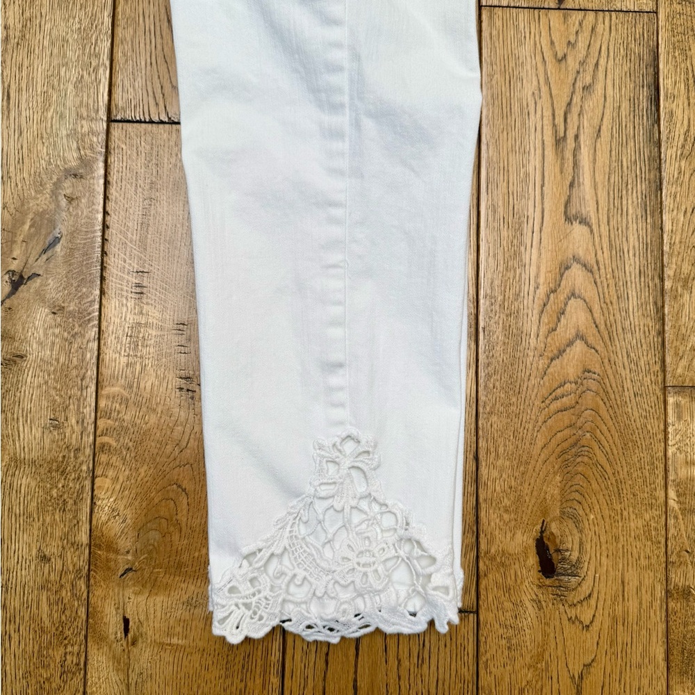 NYDJ. White with side Lace insert at ankles. Size 14.